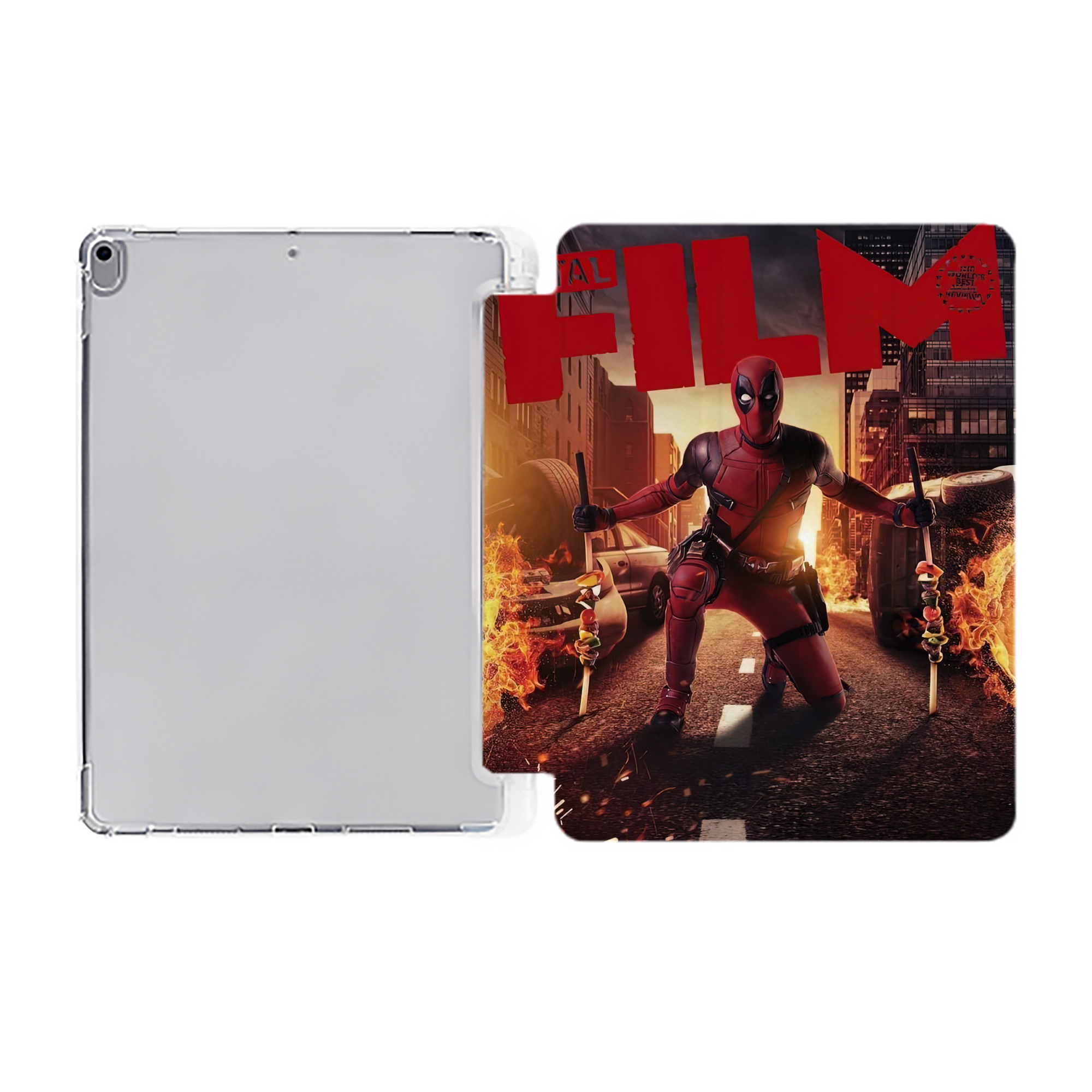 （画像用） Deadpool デッドプール IPad ケース ペン収納付き 三つ折りスタンド PUレザー×シリコン 対応機種9.5/10.5/10.9インチ